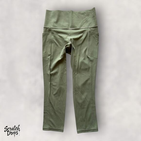 Athleta Womens Olive Green Leggings Small T Waist 25 Inseam 22 Rise 9 Stretch - Picture 2 of 3